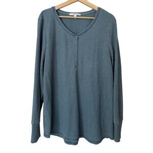 Seven7 V-Neck Thermal Waffle Knit Henley Shirt‎ Size XXL